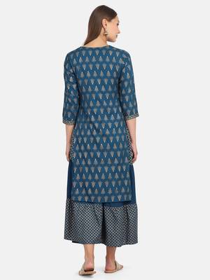 Blue Printed Kurta 4