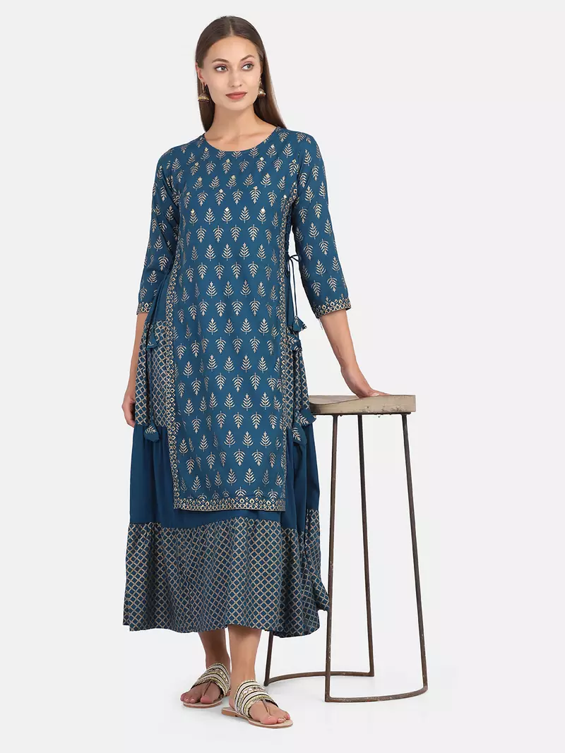 BLUE PRINTED KURTA