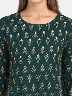 Bottle Green Printed Kurta 4