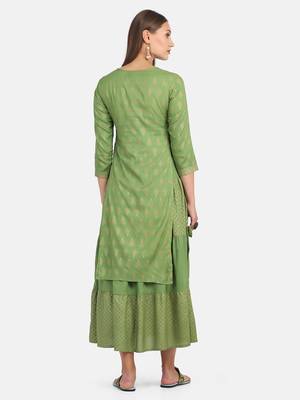 Green Printed Kurta 3