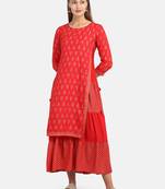 RED PRINTED KURTA