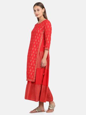 Red Printed Kurta 2