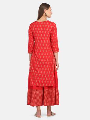 Red Printed Kurta 3