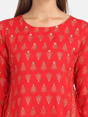 Red Printed Kurta 4
