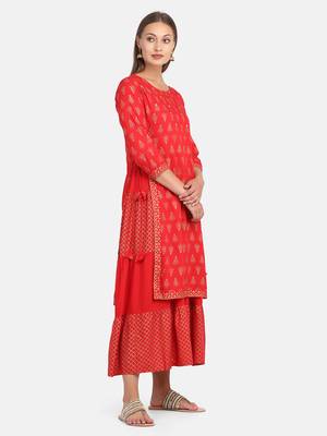 Red Printed Kurta 5