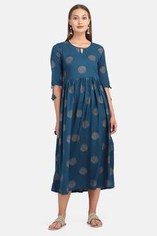ROYAL BLUE PRINTED KURTA