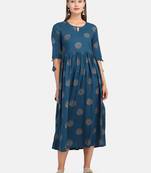 ROYAL BLUE PRINTED KURTA