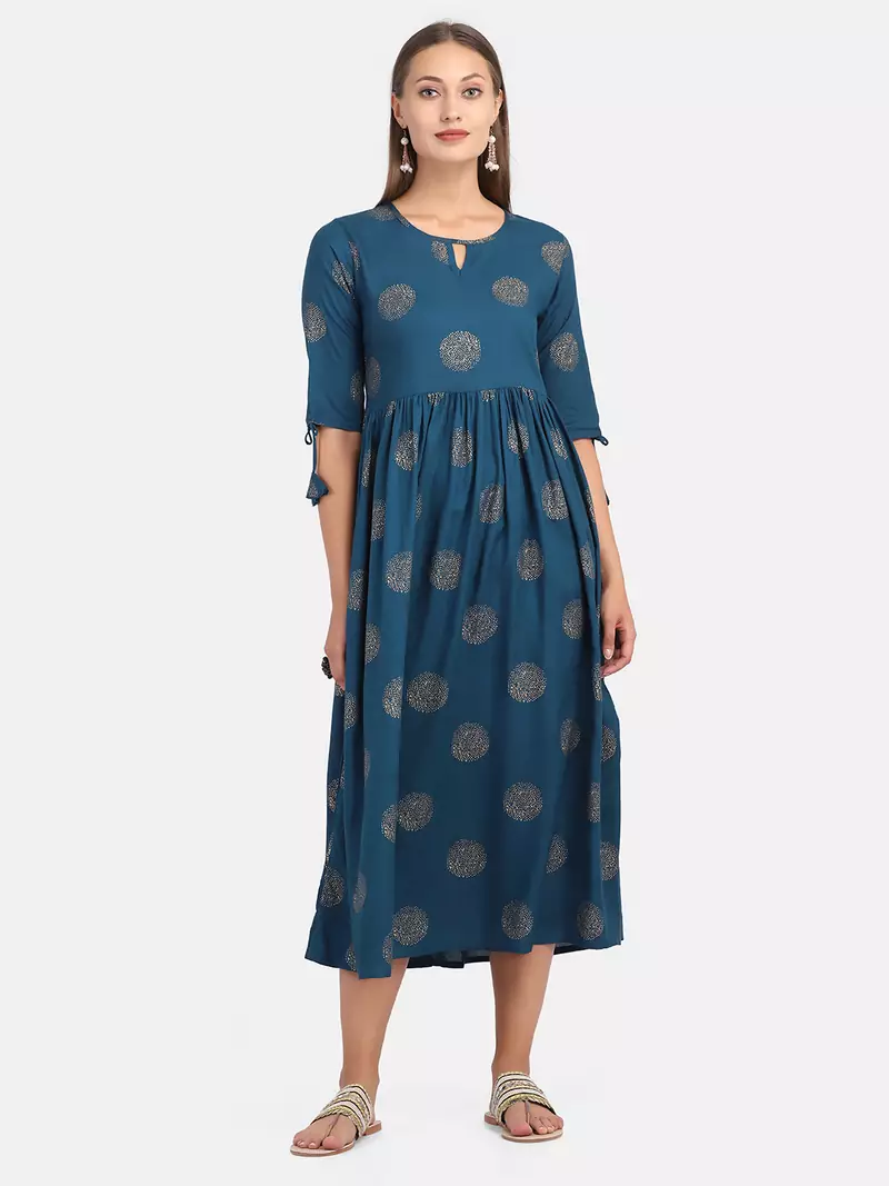 ROYAL BLUE PRINTED KURTA