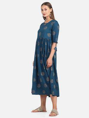 Royal Blue Printed Kurta 2