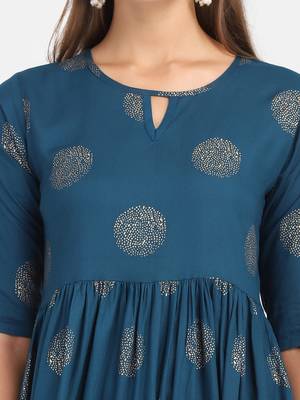 Royal Blue Printed Kurta 4