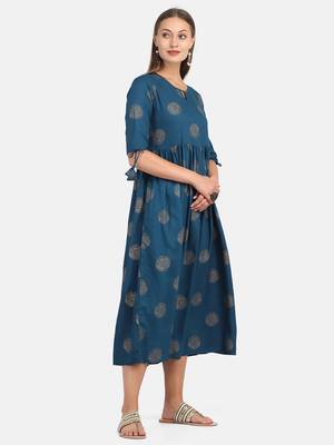 Royal Blue Printed Kurta 5