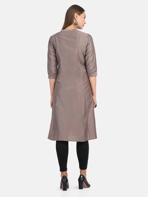 Grey Solid Kurta 4