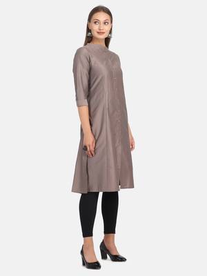 Grey Solid Kurta 6
