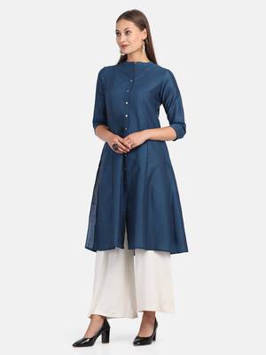 Blue Solid Kurta 3