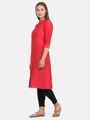 Red Solid Kurta 2