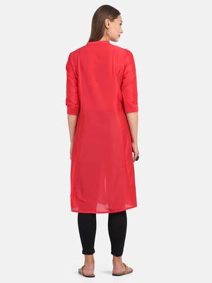 Red Solid Kurta 3