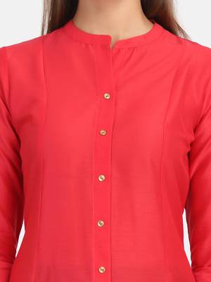 Red Solid Kurta 4