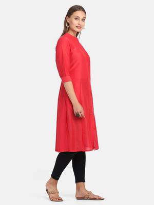 Red Solid Kurta 5