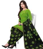 Green Printed Cotton Unstitched Salwar- Kameez With Dupatta