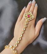 Red Kundan Haath phool Hath Panja