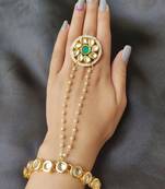 Green Kundan Haath phool Hath Panja