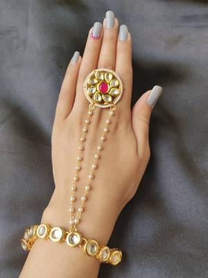 Red Kundan Haath phool Hath Panja 1