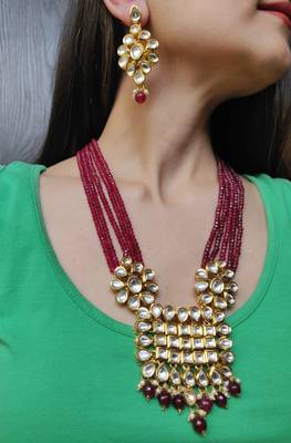 Maroon Kundan Necklace Set 1