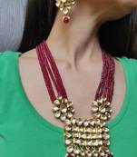 Maroon Kundan Necklace Set