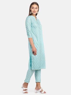 Blue Printed Kurta With Pant 6