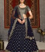 Gorgeous Navy blue sequins embroidered net Semi Stitched Party Lehenga
