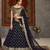 Navy blue sequins embroidered net semi-stitched lehenga for wedding