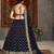 Navy blue sequins embroidered net semi-stitched lehenga for wedding