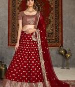 sublime Red sequins embroidered net Semi Stitched Bridal Lehenga