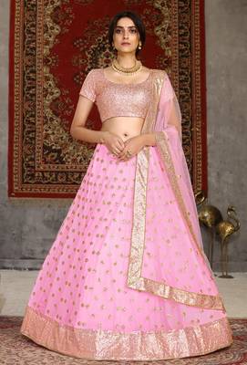 Hypnotizing Pink sequins embroidered net Semi Stitched Lehenga choli 1