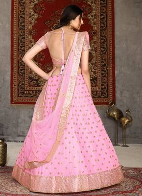 Hypnotizing Pink sequins embroidered net Semi Stitched Lehenga choli 4