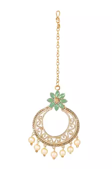 Green diamond maang-tikka
