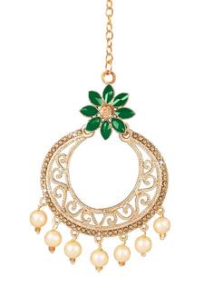 Green diamond maang-tikka