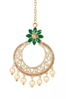 Green diamond maang-tikka