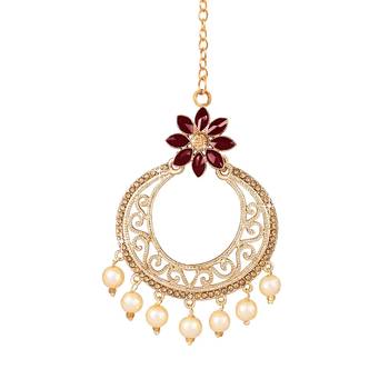 Maroon diamond maang-tikka 1