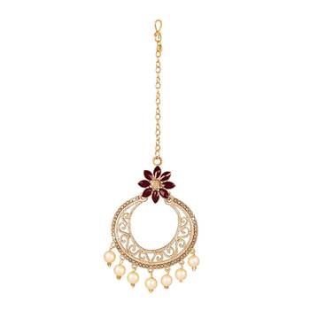 Maroon diamond maang-tikka 3