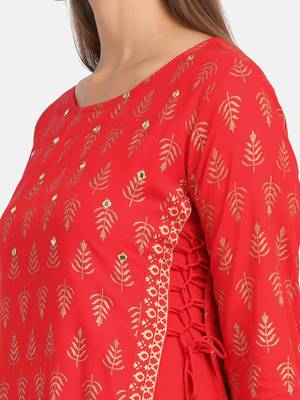 Red Printed Kurta 6