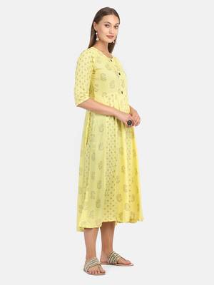 Yellow Printed Dress 7