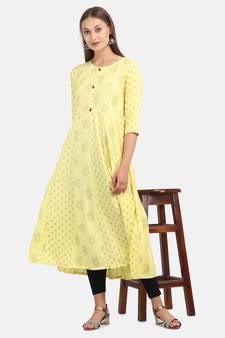 YELLOW PRINTED DRESS
