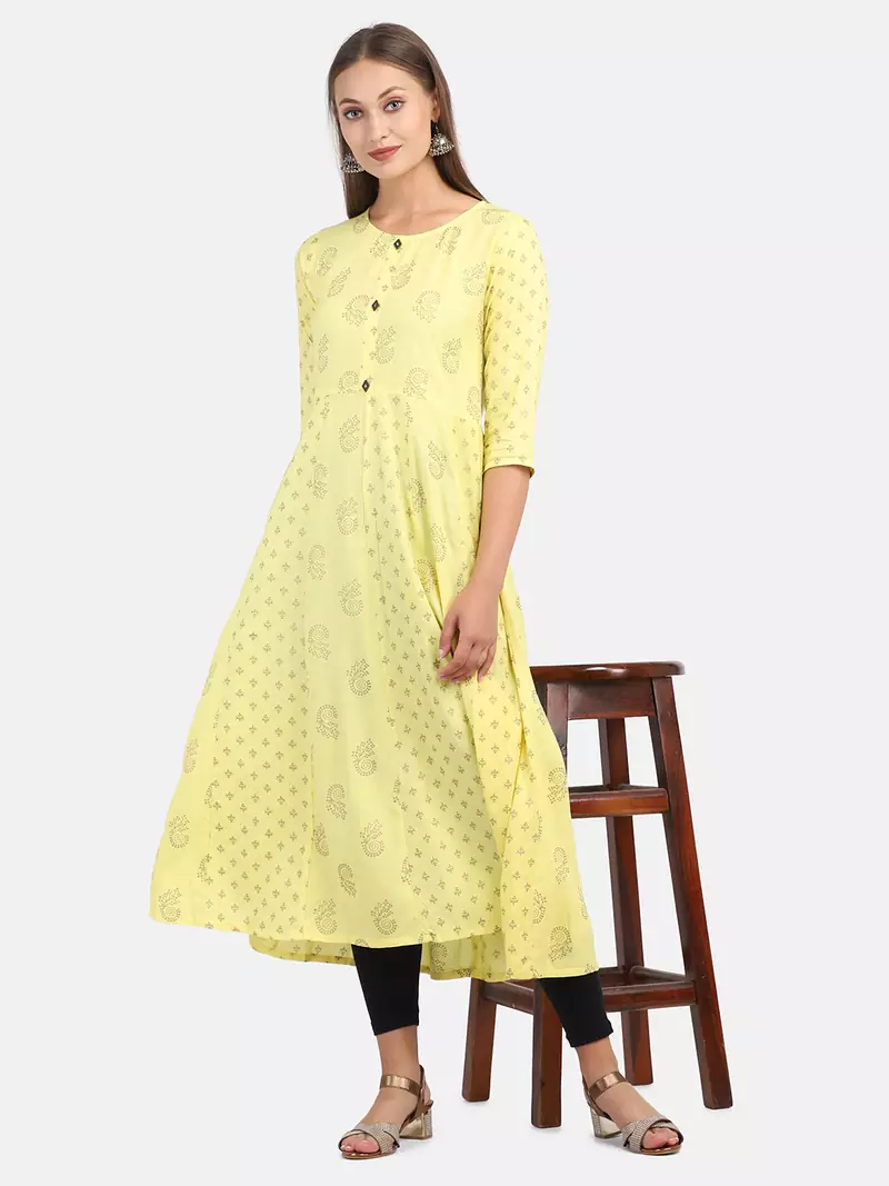 YELLOW PRINTED DRESS