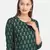 BOTTLE GREEN PRINTED KURTA
