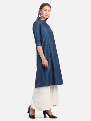 Blue Solid Kurta 7