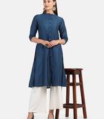 Blue Solid Kurta