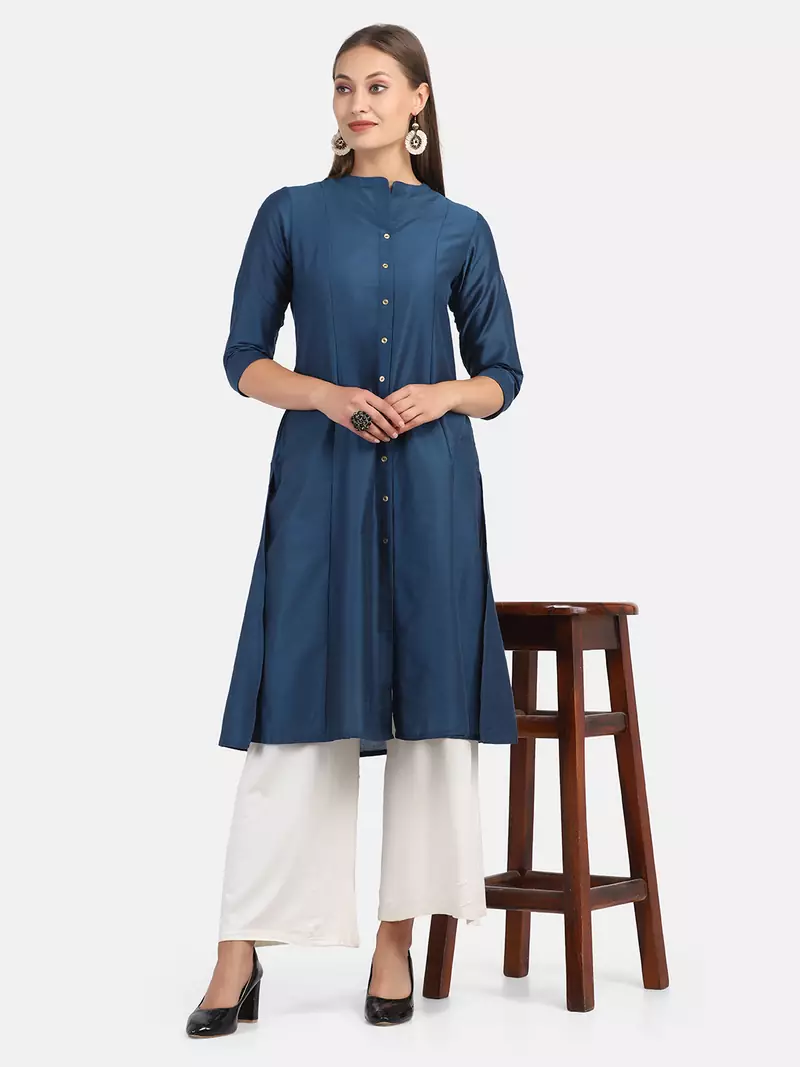 BLUE SOLID KURTA