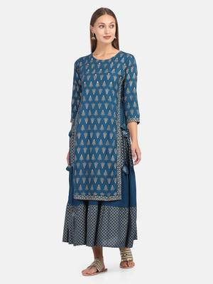 Blue Printed Kurta 6