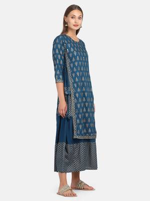 Blue Printed Kurta 7